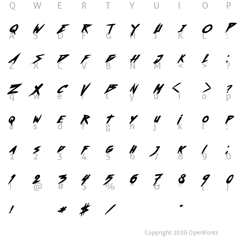 Character Map of outrun future Bold Italic