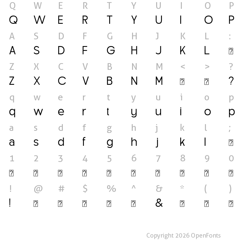 Character Map of OV Soge Regular