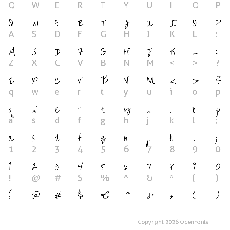 Character Map of Over the Rainbow Regular