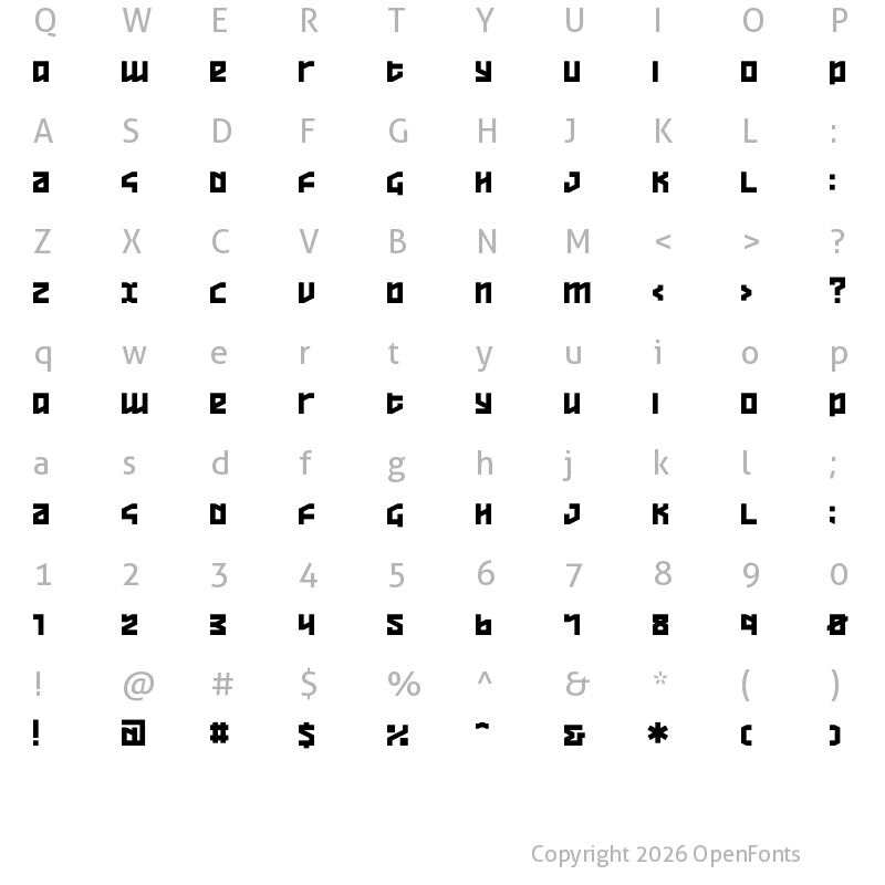 Character Map of Overheads Regular