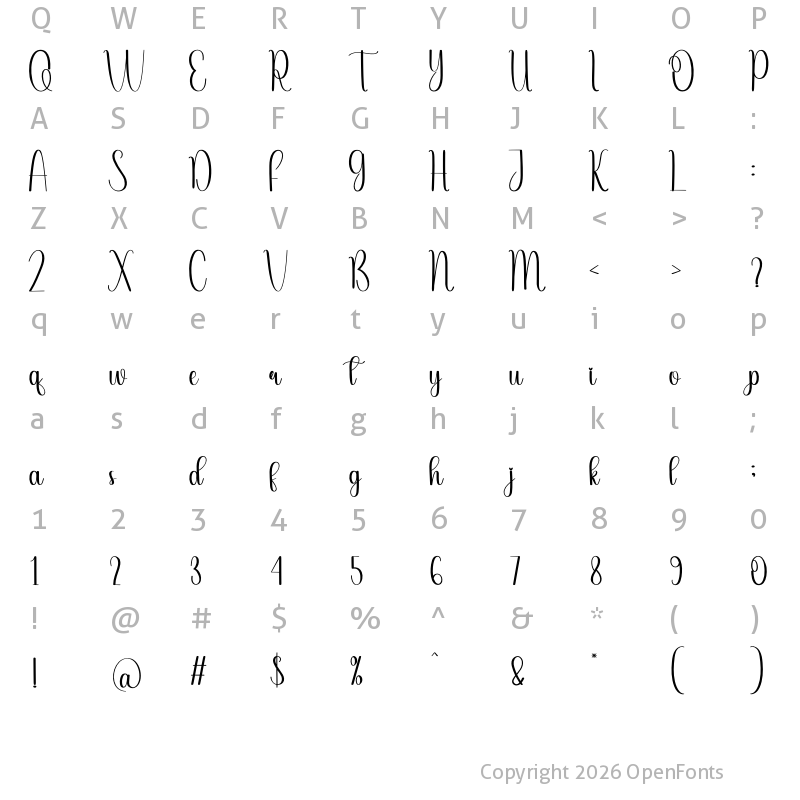 Character Map of Overlay Regular