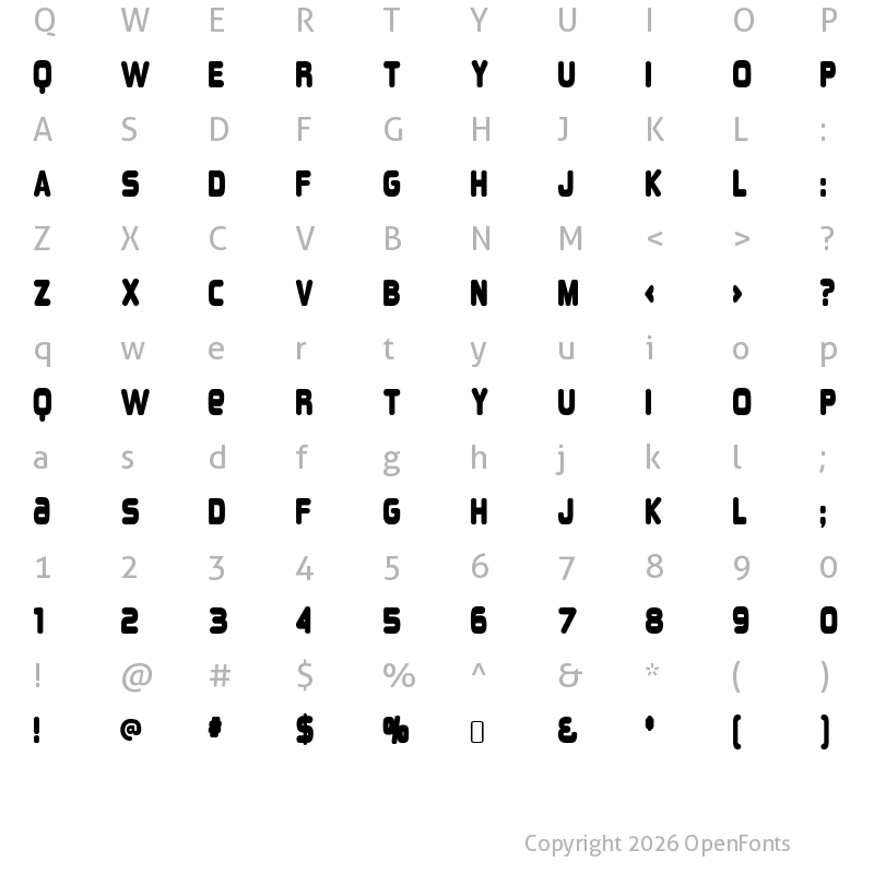 Character Map of Overload Regular