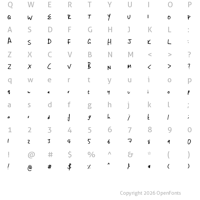 Character Map of Owen Hand Medium