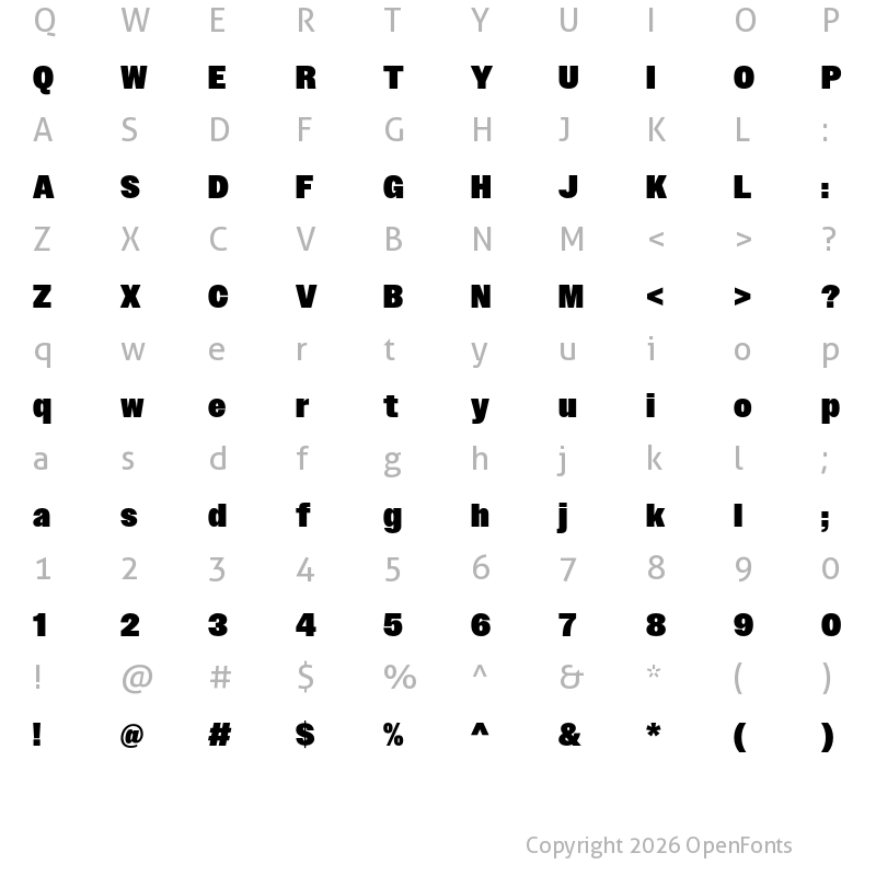 Character Map of Owners Narrow XBlack