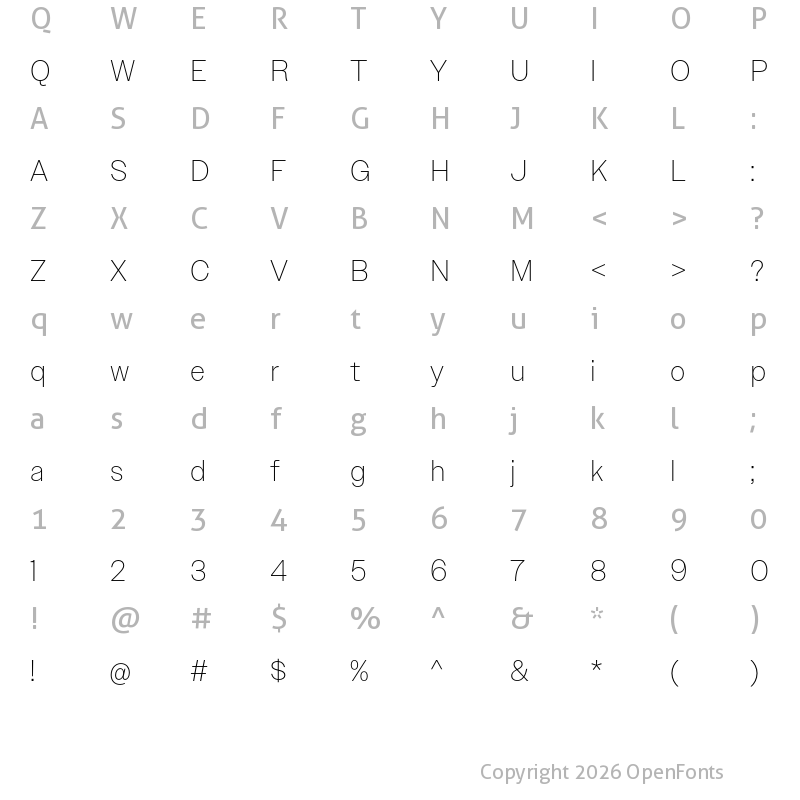 Character Map of Owners Text XLight