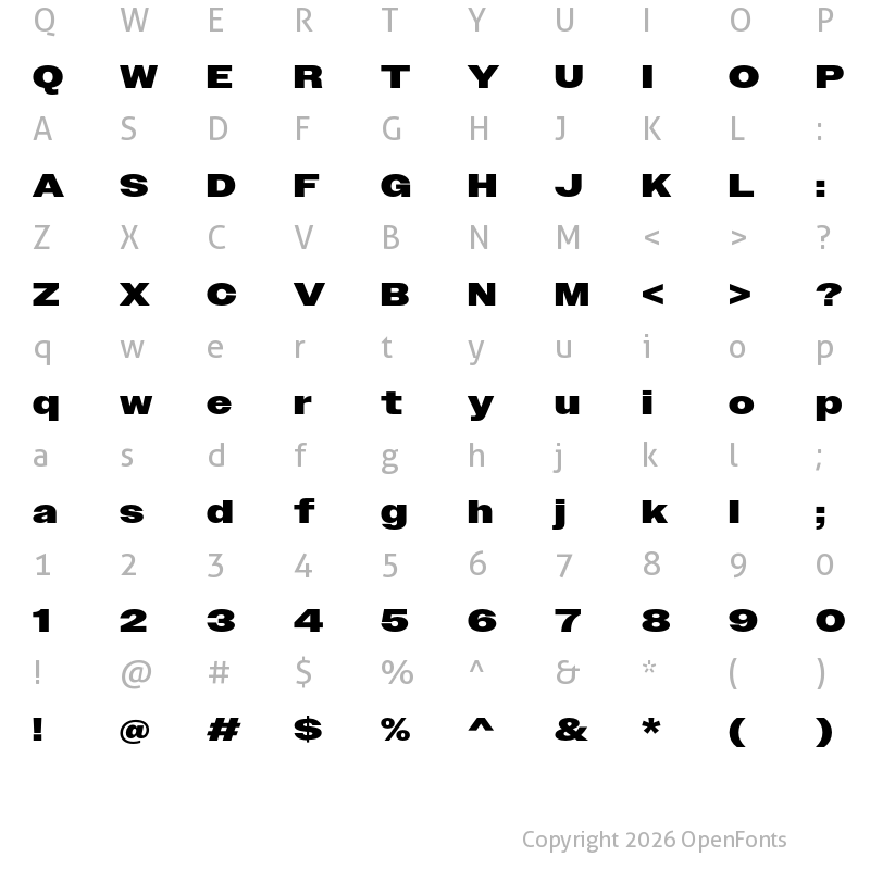 Character Map of Owners Wide Black