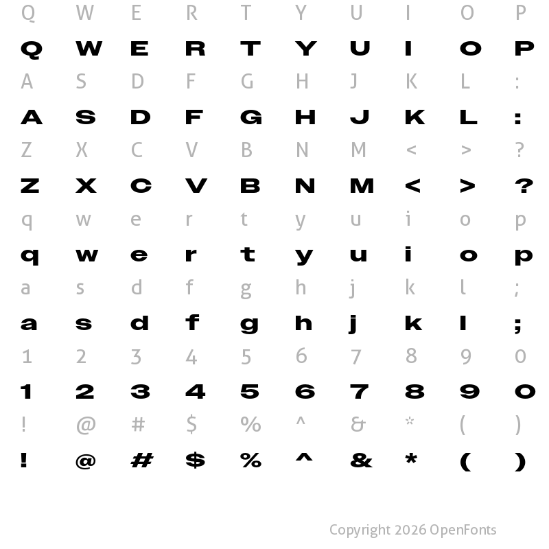 Character Map of Owners XWide Bold