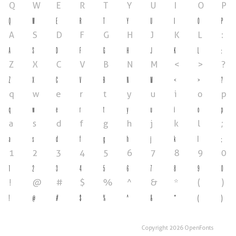 Character Map of Owners XXNarrow Light