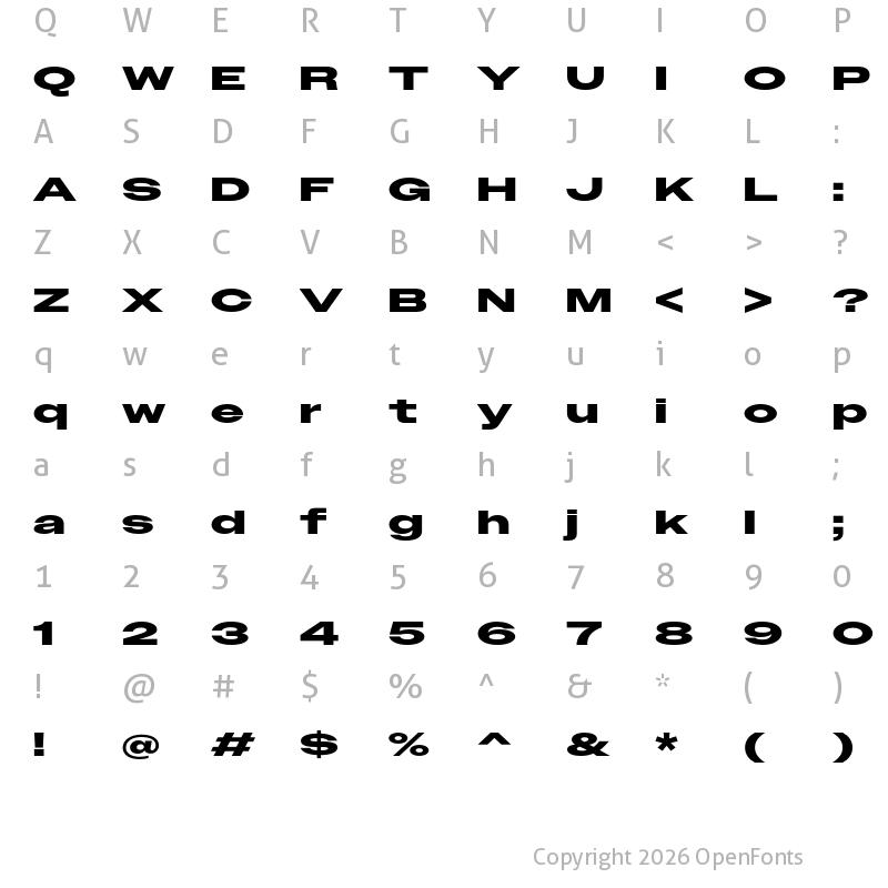 Character Map of Owners XXWide Bold