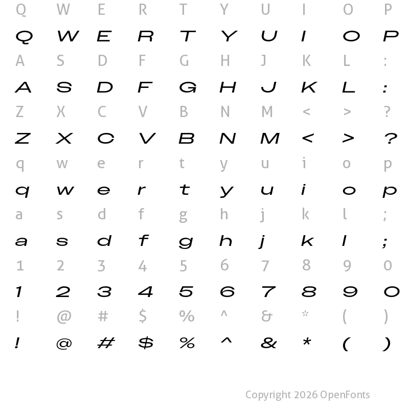 Character Map of Owners XXWide Italic