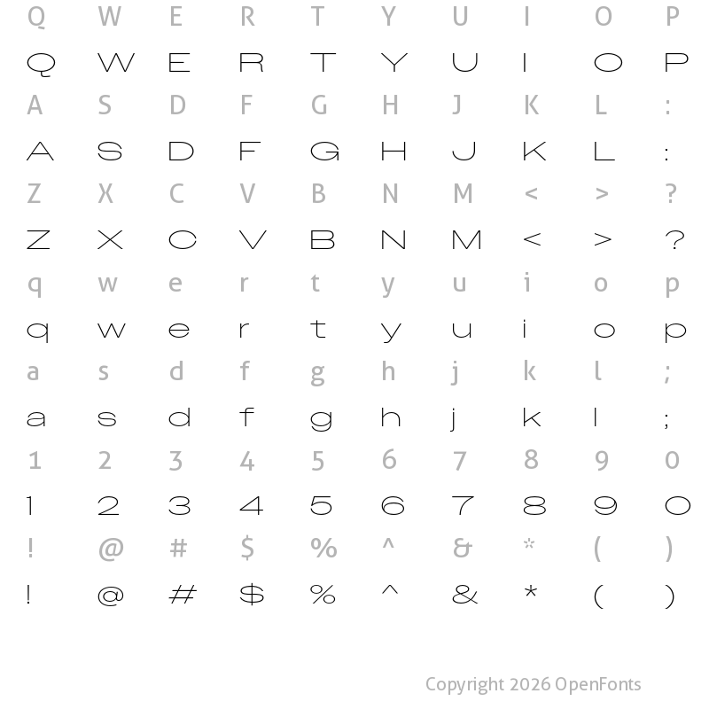 Character Map of Owners XXWide XLight