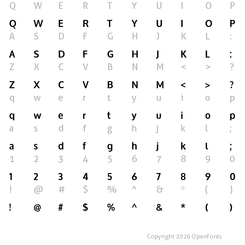 Character Map of Oxygen Bold