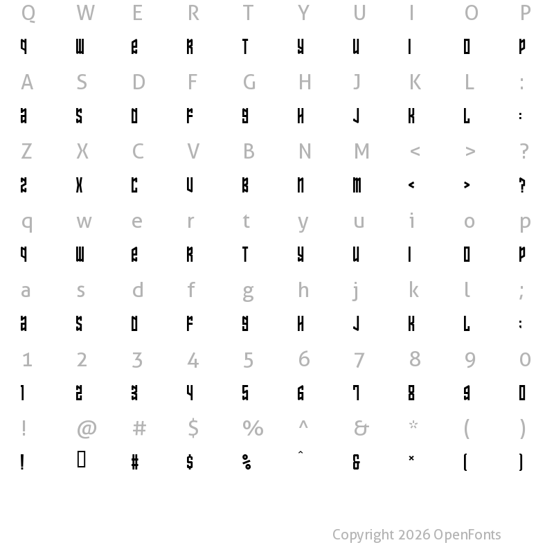 Character Map of Ozone Layer Regular
