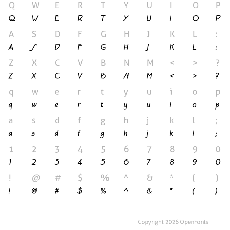 Character Map of P22 Eaglefeather Bold Italic