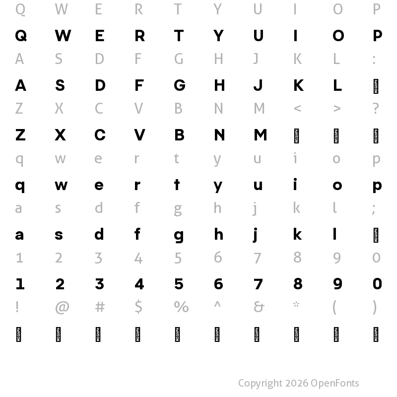Character Map of Pacaembu Trial Bold