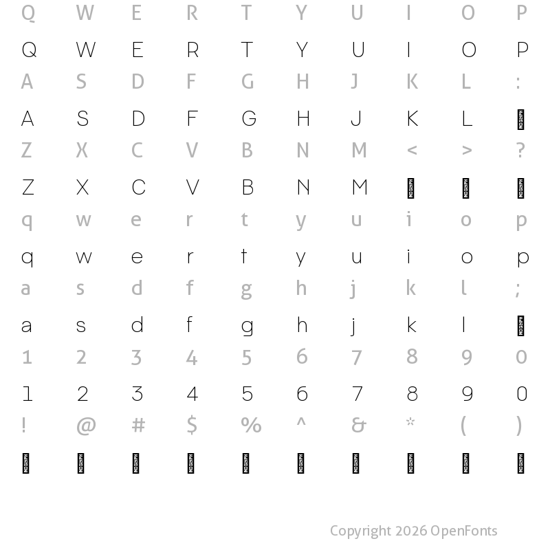 Character Map of Pacaembu Trial Thin