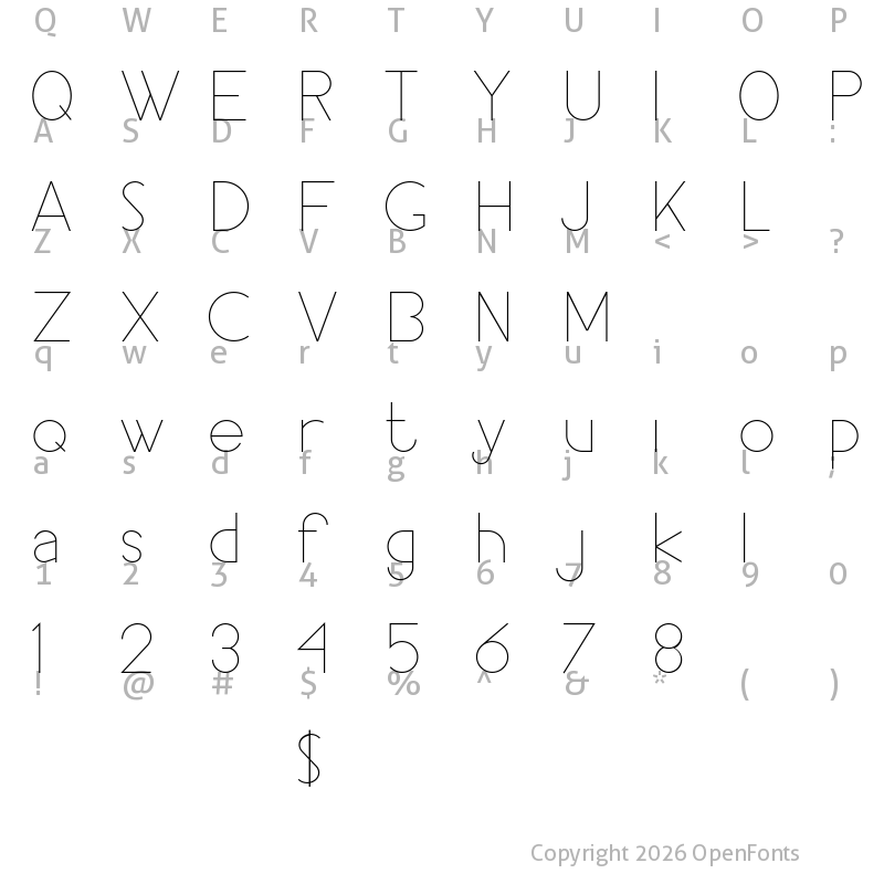 Character Map of Pacitan Demo Regular