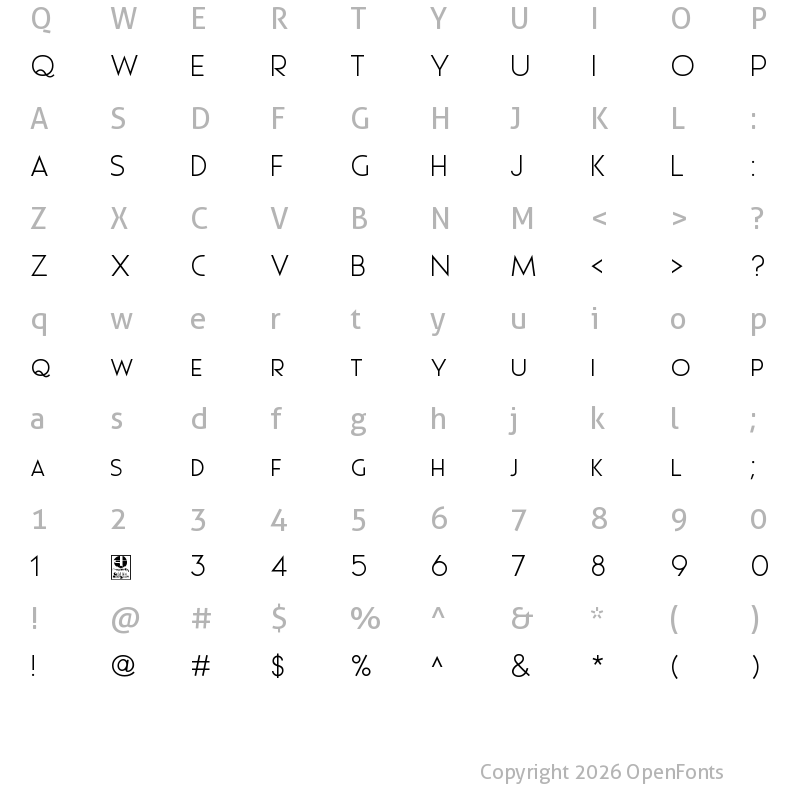 Character Map of Pages Grotesque Light Demo Regular