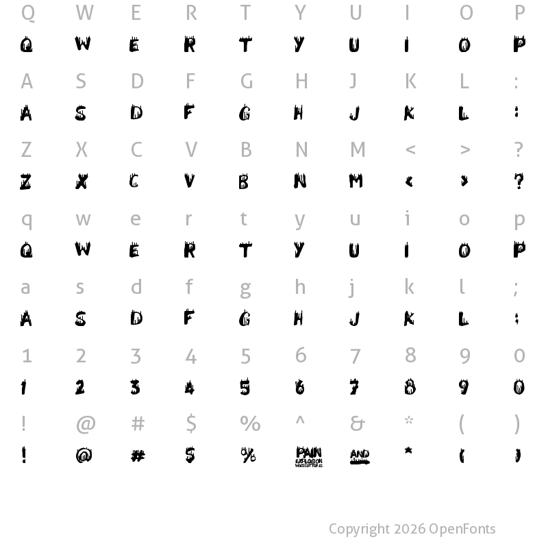 Character Map of Pain Explosion Regular