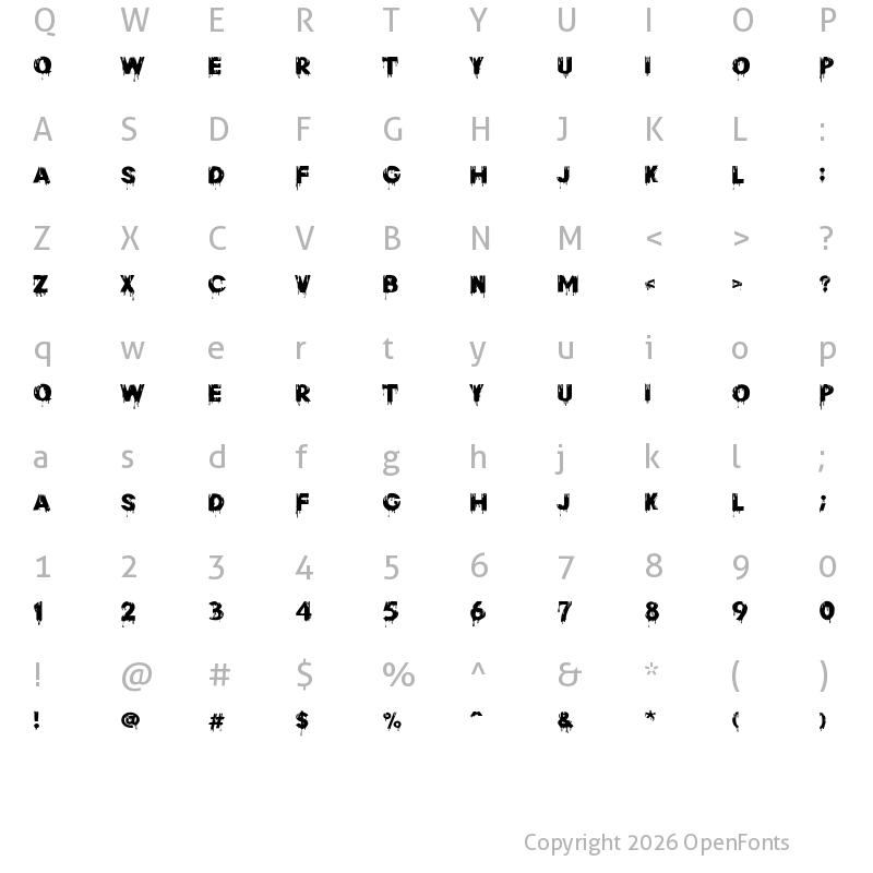 Character Map of Paint Drops Regular