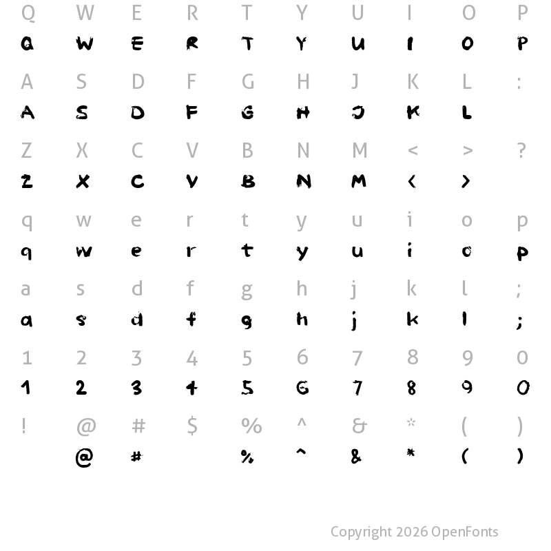 Character Map of Paint Hand Regular