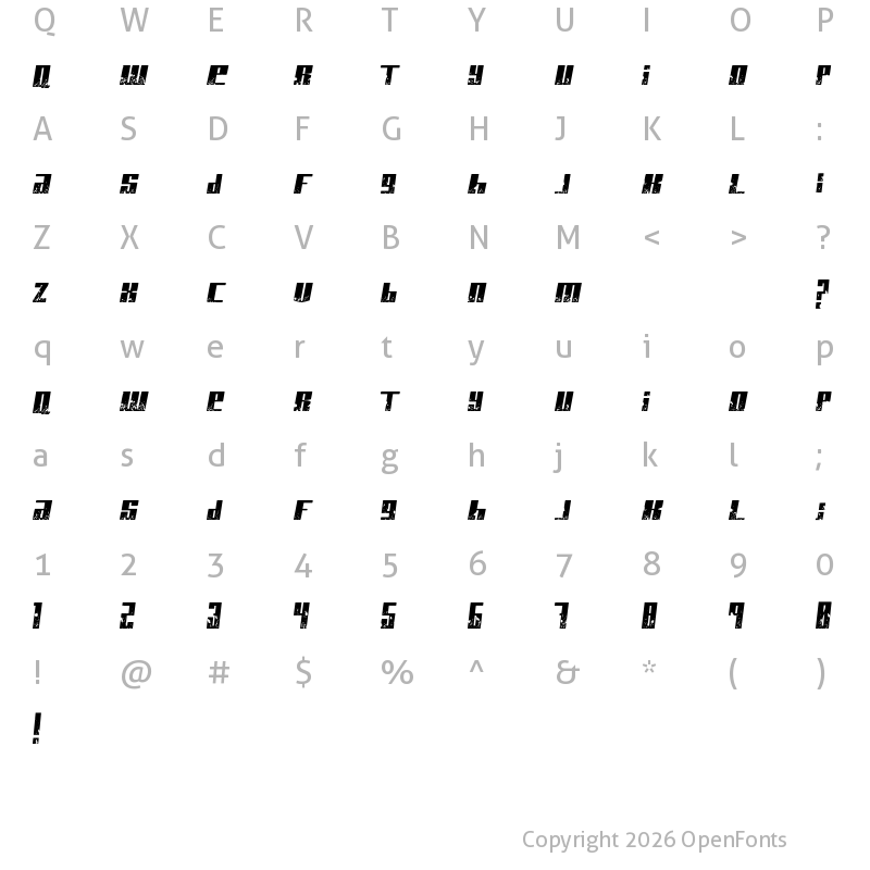 Character Map of Paint it black Italic