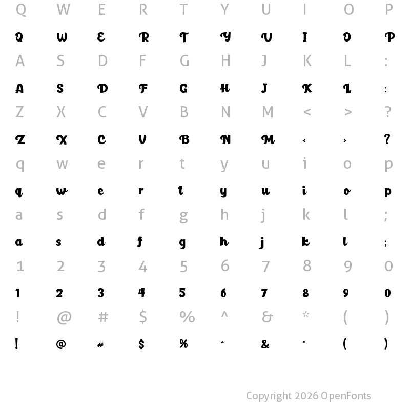 Character Map of Paladise Script Regular