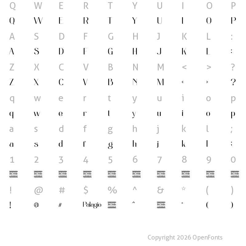 Character Map of Palagio Personal Use Regular
