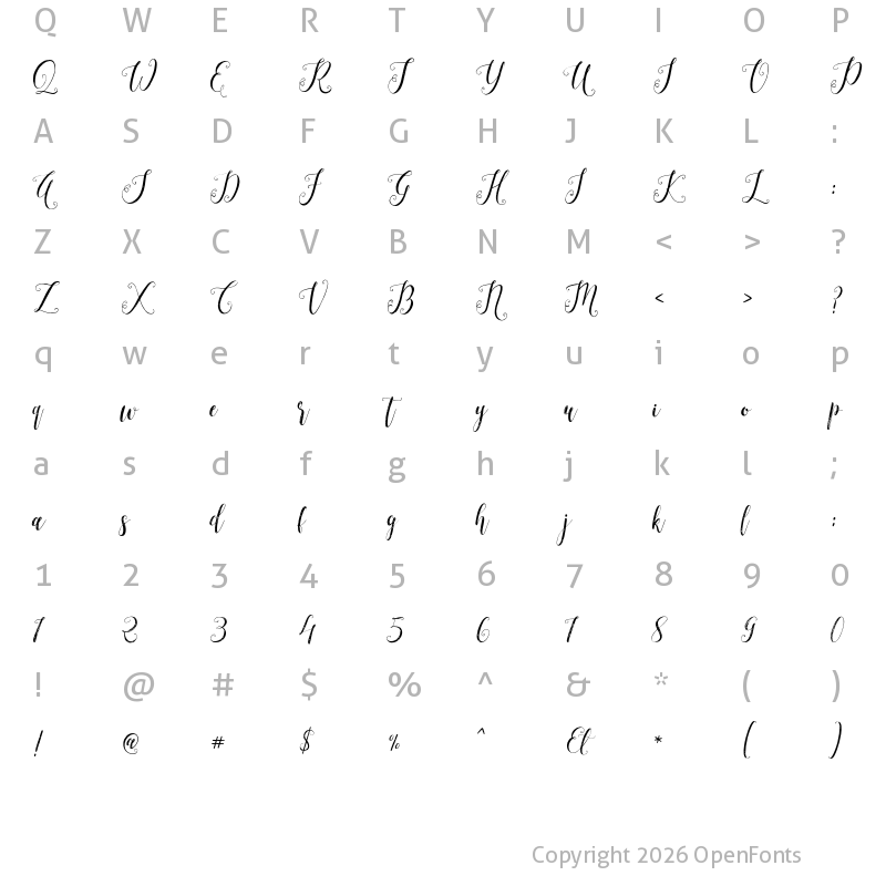 Character Map of Palestine Script pro Regular