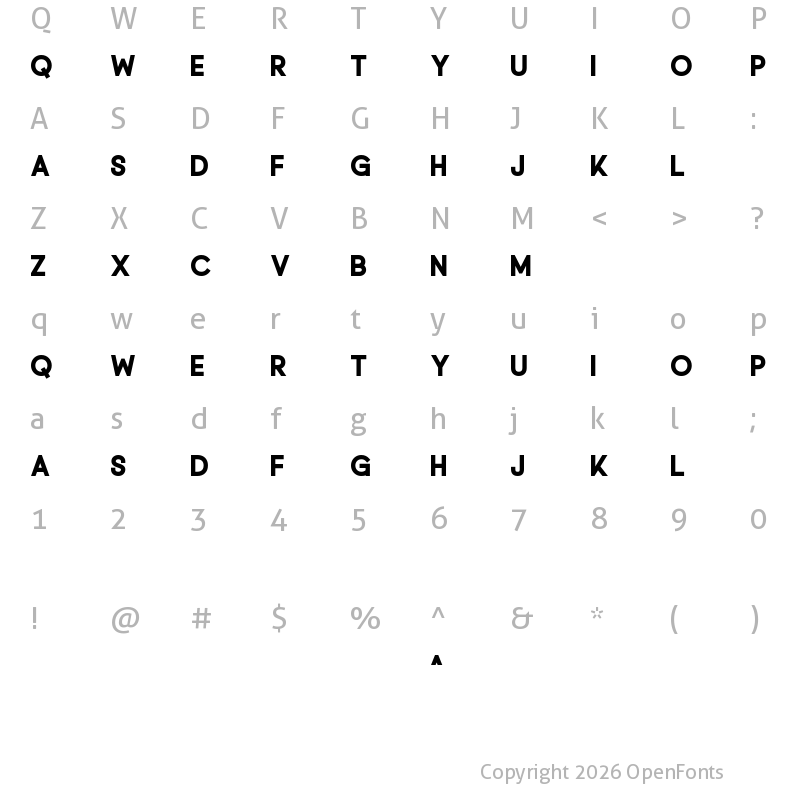 Character Map of Palette Black
