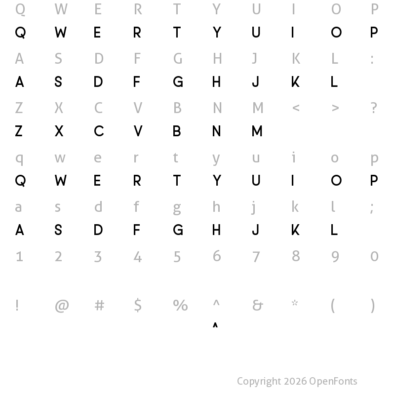 Character Map of Palette Regular