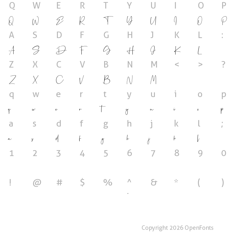 Character Map of Palmaton Regular