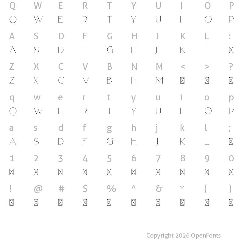 Character Map of PalmBeach Trial Regular