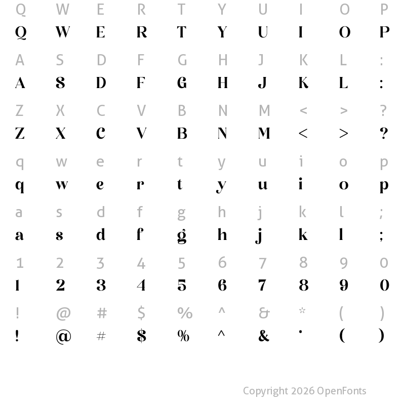 Character Map of palmtick Regular