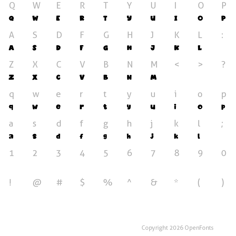 Character Map of Palpito Free Font Regular