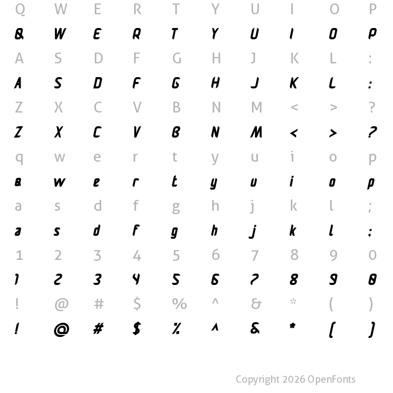Character Map of Pamekasan Bold Italic