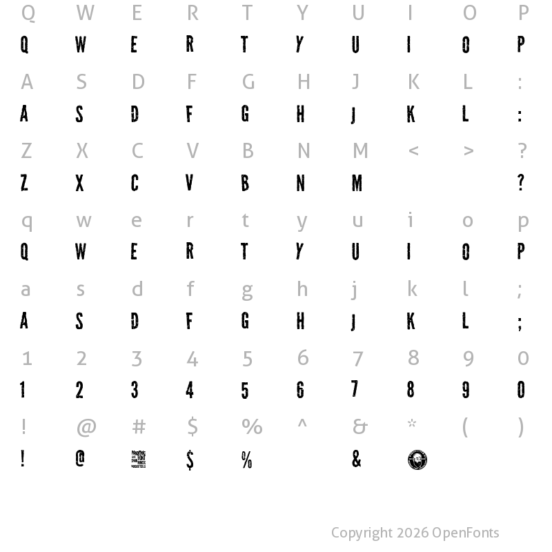 Character Map of Pandemic&co Regular