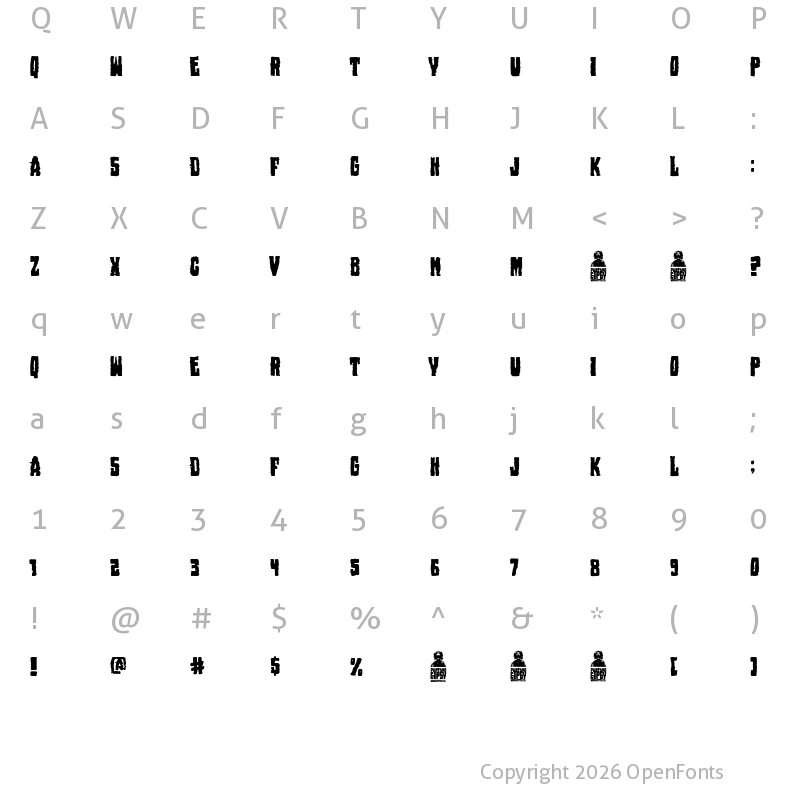 Character Map of Pantano Gipsy Regular