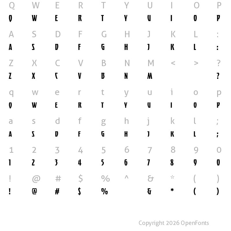 Character Map of Panther Black Condensed