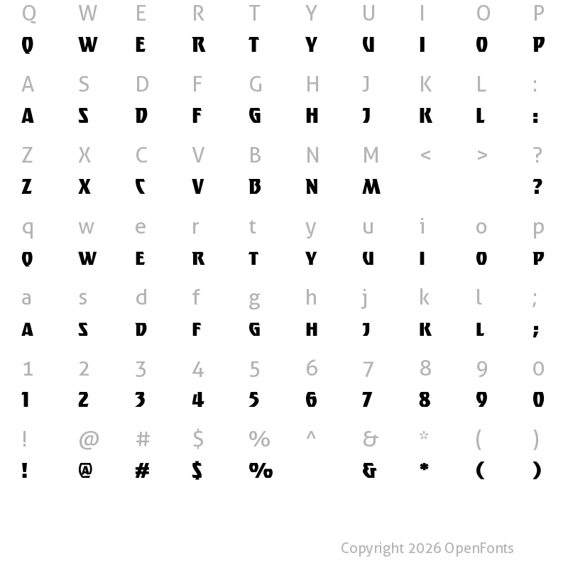 Character Map of Panther Black Regular