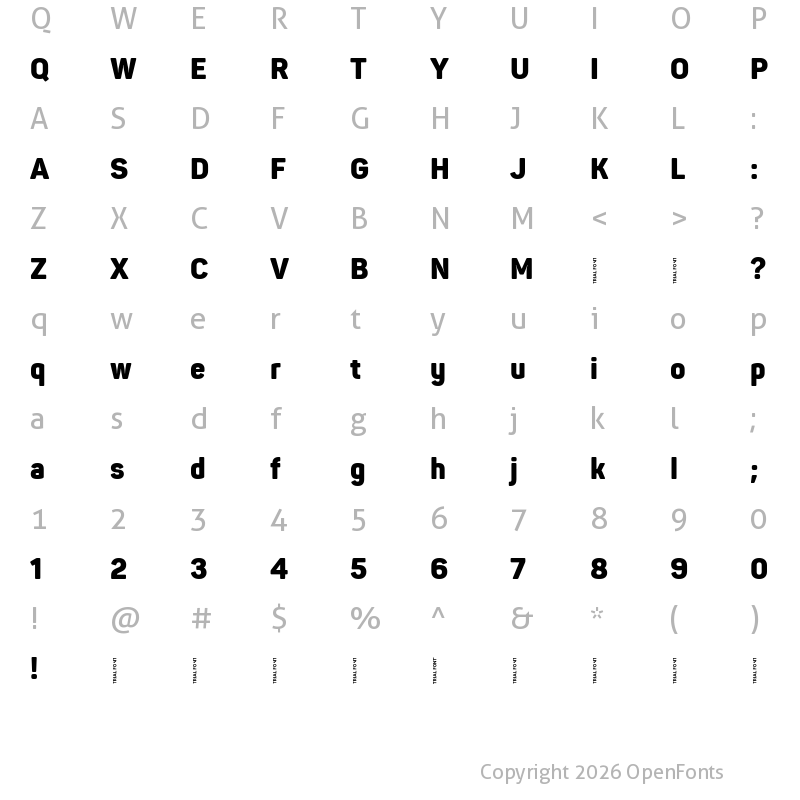 Character Map of Panton Narrow-Trial Black