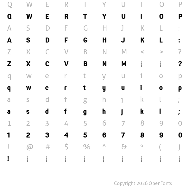 Character Map of Panton Narrow-Trial ExtraBold