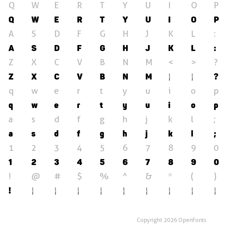 Character Map of Panton Narrow-Trial Heavy
