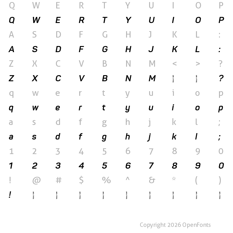 Character Map of Panton-Trial Bold Italic