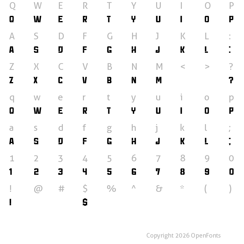Character Map of Panzer Condensed