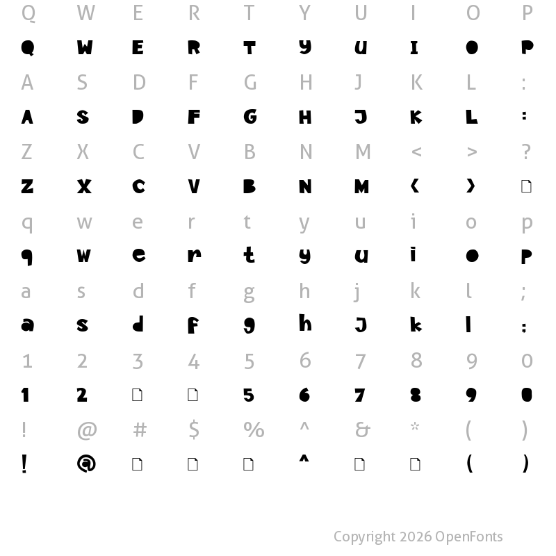 Character Map of Paper Cutz Regular