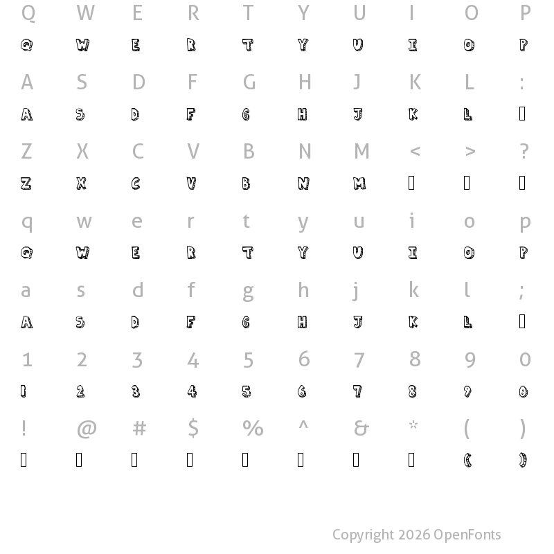 Character Map of Paper Mache Regular