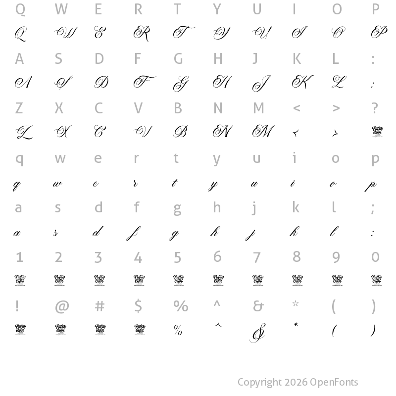 Character Map of Paperlight Script Regular