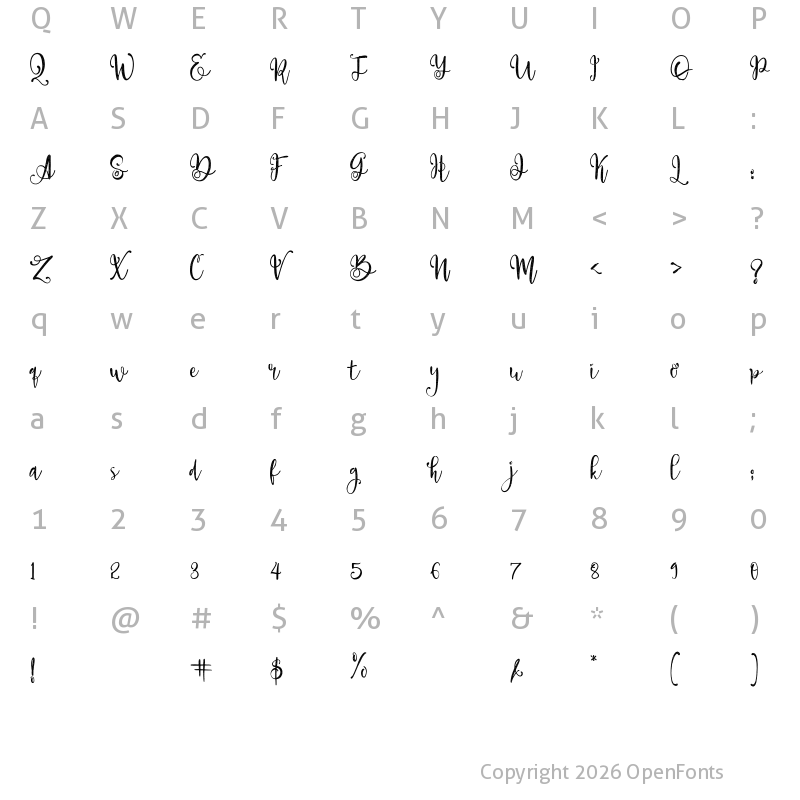 Character Map of Paradiso Vintage Demo Regular