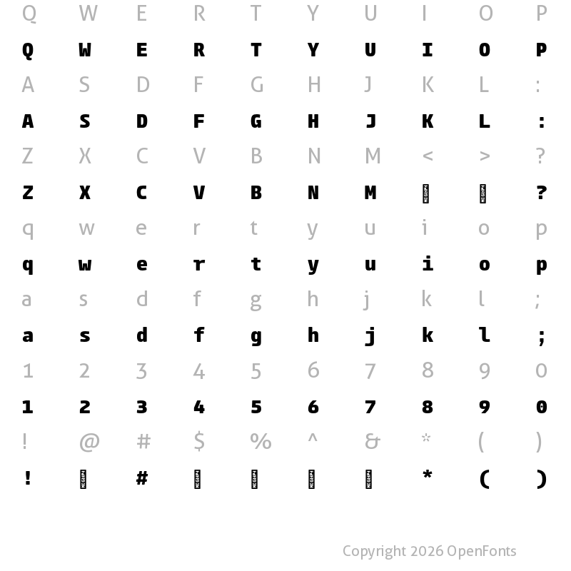 Character Map of ParadroidMono Soft Trial ExtraBold